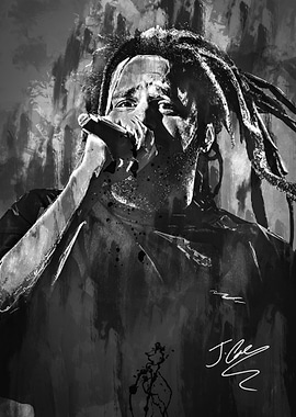 J. Cole Black and White Portrait
