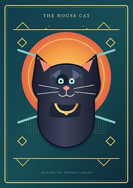 Minimalist House Cat Portrait Poster