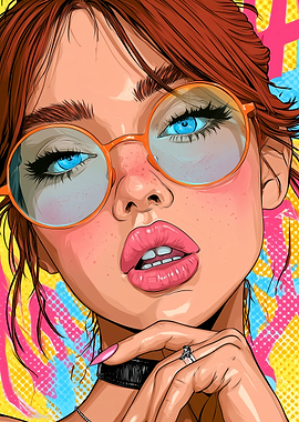 Pop Art Portrait of Stylish Woman