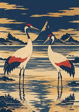 Cranes at Golden Dawn