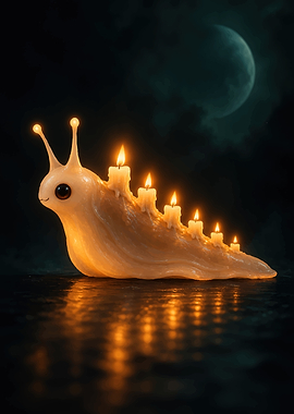 Cute Candle Slug Under Moonlight