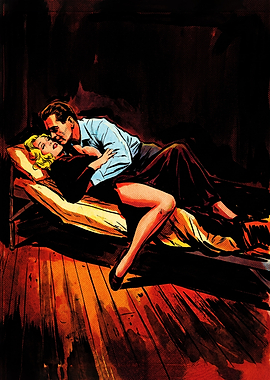 Vintage Noir Romance Illustration