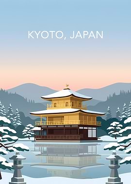 Kinkaku-ji Golden Pavilion Winter Poster