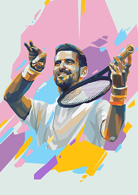 Tennis player celebration