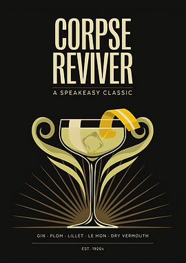 Corpse Reviver Cocktail Vintage Poster