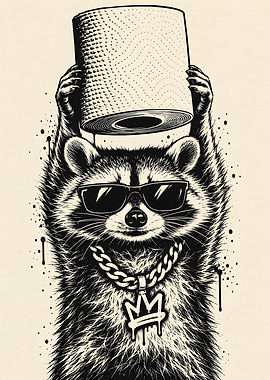 Cool Raccoon With Sunglasses And Chain