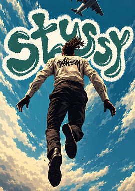 Stussy Brand Skydiving Fashion Poster