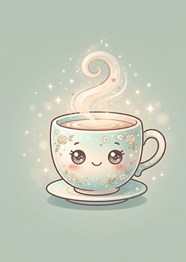 Cute Kawaii Floral Tea Cup