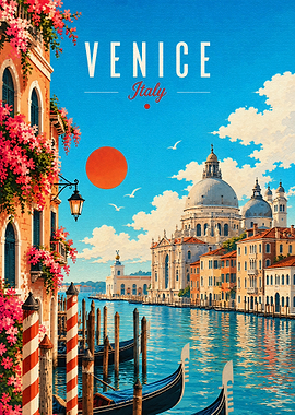 Vintage Travel Poster of Venice Italy