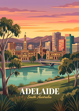Adelaide South Australia Travel Poster