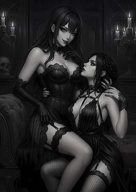Gothic Dark Anime Girls Duo
