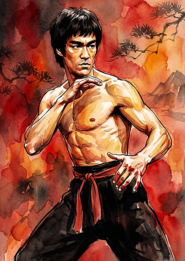 Martial Artist Fighter Watercolor