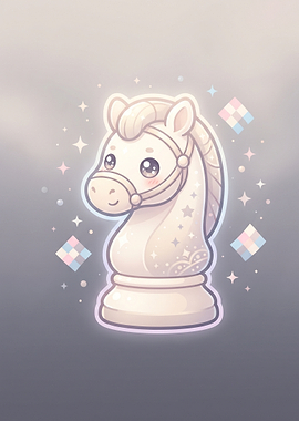 Cute Kawaii White Chess Knight
