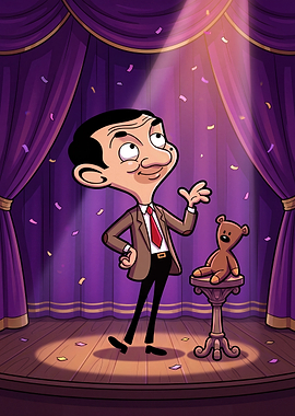 Mr. Bean and Teddy on Stage