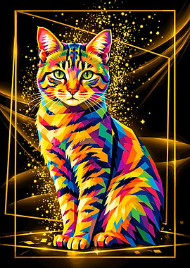 Colorful Pop Art Tabby Cat