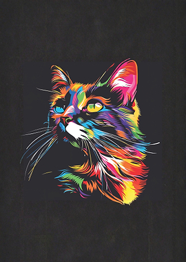 Colorful Pop Art Cat Portrait