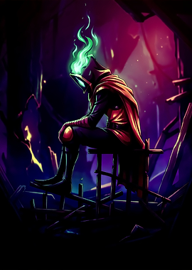 Hooded Figure with Green Flame