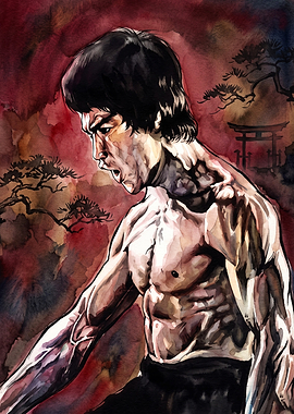 Martial Artist Fighter Watercolor