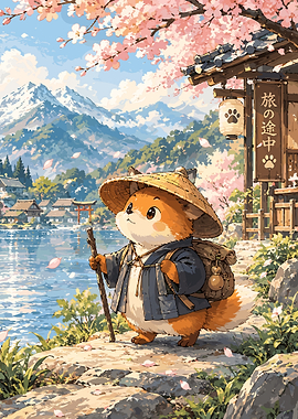 Cute Fox Traveler in Japan