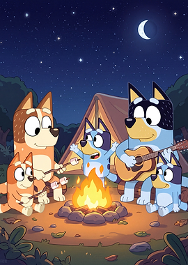 Bluey Family Camping Night