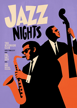 Jazz Nights Vintage Style Poster