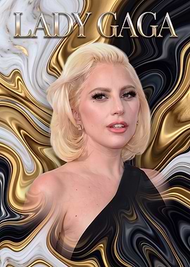 Lady Gaga Portrait with Marble Background