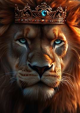 Majestic Lion King with Golden Crown