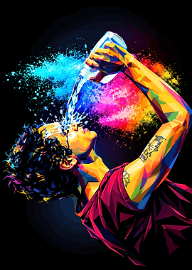 Colorful Pop Art Water Splash Portrait