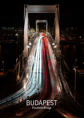 Budapest Elisabeth Bridge Night Traffic