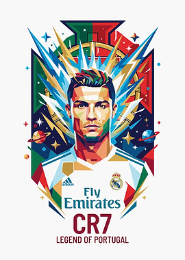 Cristiano Ronaldo Geometric Portrait Poster