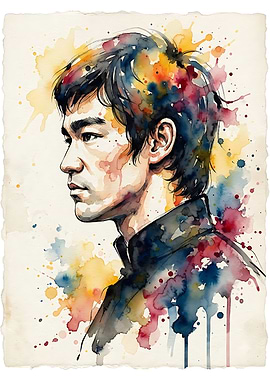 Watercolor Portrait of Bruce Lee