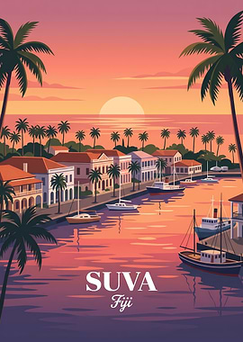 Vintage Travel Poster of Suva, Fiji
