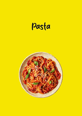 Minimalist Pasta Poster with Yellow Background