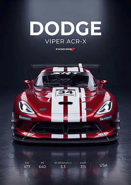 Dodge Viper ACR-X Sports Car Poster