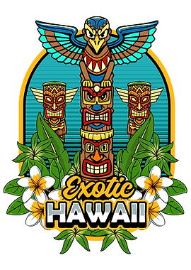 Exotic Hawaii Tiki Totem Illustration