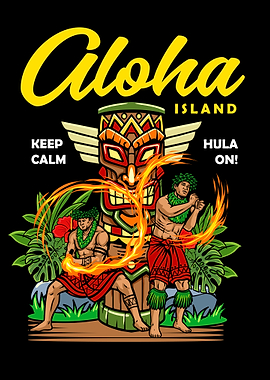 Aloha Island Fire Dancer Graphic