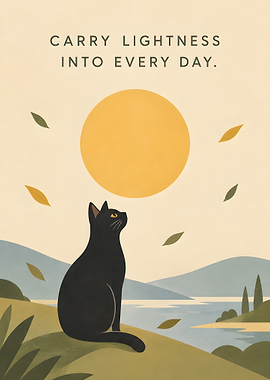 Black Cat Inspirational Nature Poster