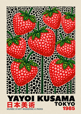 Yayoi Kusama Strawberry Art Poster
