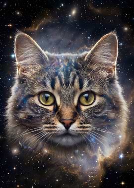 Cosmic Tabby Cat Portrait