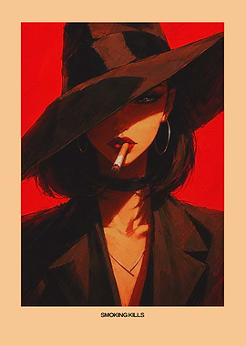 Stylish Woman Smoking Noir Portrait