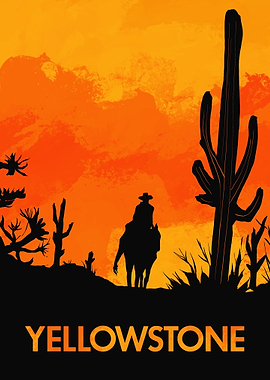 Yellowstone Western Silhouette Poster