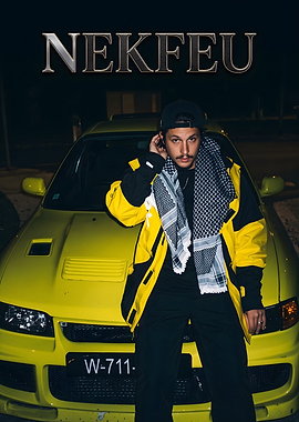 Nekfeu posing with yellow car