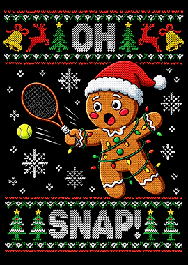 Oh Snap Gingerbread Tennis Christmas Sweater