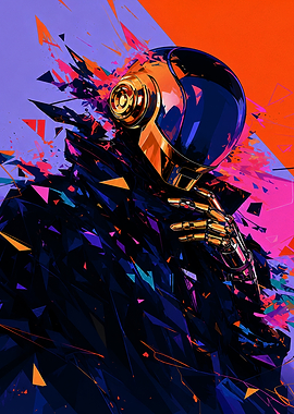 Daft Punk Abstract Geometric Portrait
