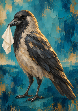 Crow Holding a White Handkerchief