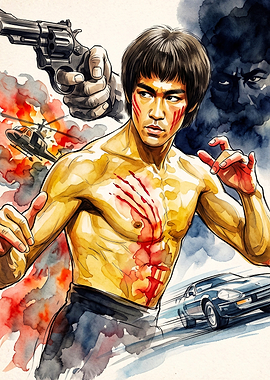 Martial Arts Hero Action Watercolor