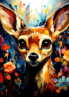 Vibrant Artistic Fawn Portrait