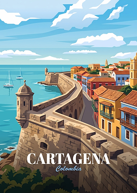 Cartagena Colombia Travel Poster