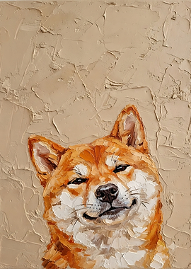 Impasto Oil Painting of Shiba Inu