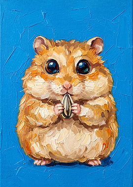 Impasto Oil Painting of Cute Hamster